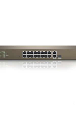 Switch PoE 16 Puertos 10/100 Mbps + 2 Puertos Gigabit + 1 Puerto SFP Tenda TEF1218P-16-250W